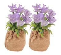 HEMOTON Orchidea Artificiale Porpora 2 Pezzi in Vaso di Plastica e Juta, Decorazione senza Annaffiatura per Davanzale o Tavolo da Pranzo, Simbolo di Amore Eterno e Gratitudine