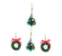 HEMOTON Orecchini Natalizi Pendenti a Cerchio Corona di Natale Verde, Gioielli Delicati e Sicuri per Feste e Regali di Natale per Donne e Bambine