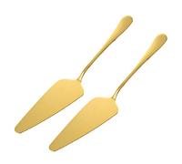 Hemoton Paletta per torta da 2 pezzi con coltello per torta e paletta per torte, supporto per torte, tagliaporta triangolare con lama ondulata (oro)