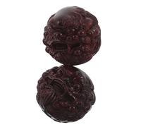 HEMOTON Palline da Massaggio in Legno Massello Intagliate a Forma di Leone 4 Cm - Set da 1 Paio di Strumenti per Massaggiatore Mani per Rinforzo Muscolare, Terapia Fisica e Sollievo