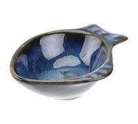 Hemoton - Piatti per salsa in ceramica, a forma di pesce, per condimenti, aperitivi, deserto, spuntini, per casa, ristorante (blu)