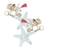 HEMOTON Portachiavi Donna 2 Pezzi Pendente Stella Marina in Metallo Oro, Charm Zip per Auto e Borsa, Elegante Regalo per Natale e Laurea