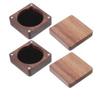 HEMOTON Scatola Espositiva in Legno di Noce Massello per Monete Commemorative, Custodia Portamonete Singola 2 Pezzi 4,8x4,8x2,5 Cm, Organizer da Collezione Portatile per