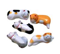HEMOTON Set 5 Pezzi Poggia Bacchette Gatto in Ceramica, Supporto per Cucchiai e Forchette, Accessorio Cucina per Uffici e Hotel, Design Cartoon Carino e Funzionale Stile Stili multipli