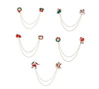HEMOTON Set 5 Spille di Natale Distintivi Decorativi a Forma di Babbo Natale Spilla da Bavero in Stile Natalizio Accessori Creativi per Feste e Regali Festivi