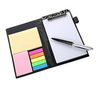 HEMOTON Set Blocchi Note Adesivi Linguette, Portatile Copertina in Pu Nero, Appunti D’ufficio e Note di Promemoria per Scuola, Ufficio e Casa