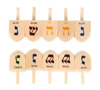 HEMOTON Set Da 10 Pezzi Trottola In Legno Per Bambini Chanukka Decorazioni Mini Dreidel Per Feste Hanukkah Classico Dreidel Off
