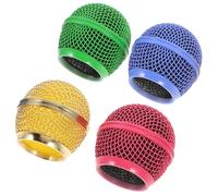 HEMOTON Set da 4 Testine Griglia in Metallo per Microfono Cablato e Wireless, Accessori Microfono Colorati per Sostituzione, Compatibili per Uso in Registrazioni e Performance Live
