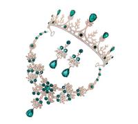 HEMOTON Set di Gioielli da Sposa Corona Decorata Collana e Orecchini Pendenti da Donna Accessori Eleganti per Matrimoni Feste e Occasioni Speciali