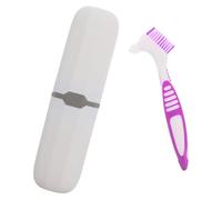 HEMOTON Set Spazzolino per Dentiera con Custodia da Viaggio, Portatile Compatto con Setole Efficaci la Pulizia delle Protesi Dentarie, Kit Detergente per Apparecchi di Contenzione Uso