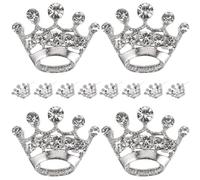 HEMOTON Spilla Corona da Donna 12 Pezzi in Lega e Cristallo Argento Elegante per Decorazione Abiti Borse Cappelli e Sciarpe