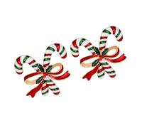 HEMOTON Spilla da Bavero Strass a Forma di Bastone di Zucchero, 2 Pezzi, Accessorio Natalizio Elegante per Abbigliamento Femminile, Design Raffinato e Scintillante
