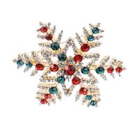HEMOTON Spilla Natalizia Strass a Forma di Fiocco di Neve e Corona in Lega di Zinco, Spilla Decorativa Vintage per Maglione, Accessorio Festivo Versatile per Abbigliamento e Feste