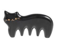 HEMOTON Strumento Per Massaggi in Corno Di Bue Nero, Piastra Raschiante Gua Sha Ergonomica a 5 Denti Per Viso, Collo e Corpo, Massaggiatore Multifunzione Per Relax e Benessere Quotidiano