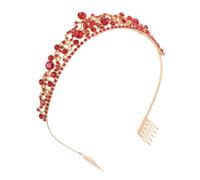 HEMOTON Tiara da Sposa Corona in Lega Rossa con Cristalli Scintillanti, Fascia Chioma Elegante e Sicura per Cerimonie e Occasioni Speciali