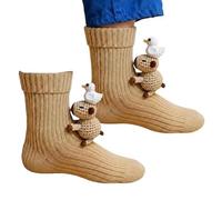 Hemousy 3D Knited Animal Socks for Women Kids, 1 Pair Funny Novelty Floor Sock for Christmas - Cute Animal Winter Highland Cow Socks