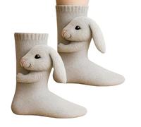 Hemousy 3D Knited Animal Socks for Women Kids, 1 Pair Funny Novelty Floor Sock for Christmas - Cute Animal Winter Highland Cow Socks