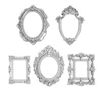 Hemousy 5 PCS Mini Vintage Silver Picture Frames, Small Miniature Picture Frame - Mini Resin Photo Frames for Home Table Photography Crafts