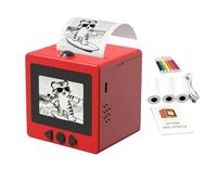 Hemousy AI Voice Sticker Printer, Mini Printer Sticker Maker Machine with Display for Diy, Diary, Photos - with 3 Paper Rolls and 5 Coloring Pens