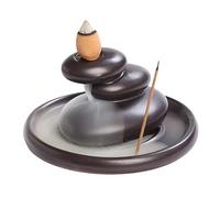 Hemousy Bruciatore di incenso a Cascata in Ceramica,Porta incenso con Fumo a Cascata con Pietra | Porta Porcellana dal Design Elegante per la Decorazione Domestica di Aromaterapia, Yoga,