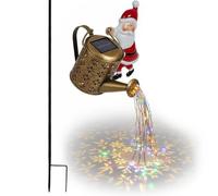 Hemousy Christmas Solar Kettle Lights Garden Lawn Decorative Lights, Waterproof Solar Powered Santa Watering Can Kettle Light for Lawn Outside Walkway Pathway Decorations