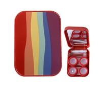Hemousy Custodia da viaggio per lenti a contatto,Immergere il contenitore di stoccaggio | Scatola di contatto portatile con flacone di soluzione per pinzette a specchio, kit porta lenti a contatto per