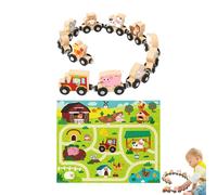 Hemousy Giocattolo In Legno Con Set Gioco - Fattoria Rurale In Legno Per Bambini,Gioco Educativo Veicoli Per Bambini E Bambine Dai 18 Mesi