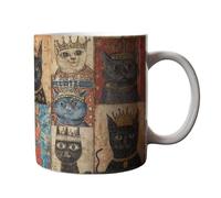 Hemousy Medieval Crowned Cat Mug, 325ml Funny Ceramic Medieval Cat Coffee Mugs, Novelty Coffee Cup for Cats Lovers