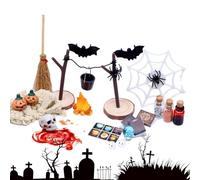 Hemousy Miniature della casa delle bambole di Halloween | 27 Pezzi Set di Giocattoli Horror con Figurine di Pipistrello Teste di Teschi di Zucca | Mini per case delle bambole riutilizzabili a tema