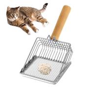 Hemousy Paletta Per Lettiera Per Gatti - Paletta Profonda per Escrementi di Gatto con Manico in Legno - Pala Per Deiezioni Facile Da Pulire Acciaio Inox Resistente Con Manico In Legno Per Lettiera