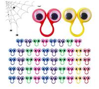 Hemousy Pupazzo Occhio - 50 Pezzi Anelli Pupazzi Occhi Per Bambini,Pupazzi Ad Anello 6 Colori Per Feste Regali Di Compleanno Natale Premi