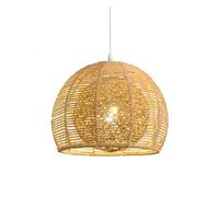 Hemp Rope Chandeliers Color Creative Decor Lampshade with Metal Frame Adjustable Hanging Lights for Kitchen Island, Dining Living Room, Restaurant, Café(Natural,36cm)