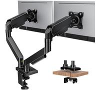 Hemudu Braccio Monitor Doppio a Molla a Gas, Supporto Monitor Scrivania Regolabile per Schermi da 17 a 32 Pollici (fino a 9kg), Compatibile con VESA 75/100 mm, con Staffa a C
