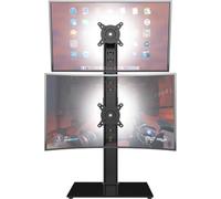 Hemudu Supporto Doppio Monitor Verticale, Braccio Monitor Verticale Doppio Adatto a Due Schermi da 13 a 34 Pollici, Girevole, Inclinabile, Regolabile in Altezza, può Contenere uno Schermo fino a 20 kg