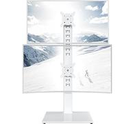 Hemudu Supporto Monitor Doppio Verticale, Braccio Monitor Doppio 13 a 34 Pollici, Girevole 100º, Inclinazione 25º, Regolabile in Altezza di 12 Livelli, Fino a 20 kg/Schermo, Max Vesa 100x100mm