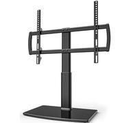 Hemudu Supporto TV da Tavolo, Universale per 32-70 Pollici, Staffa TV Regolabile in Altezza, Base in Vetro Temperato ad Alta Resistenza, MAX 50 kg, VESA Massimo 600x400 mm