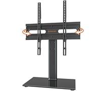 Hemuduplus Supporto TV da Tavolo, Staffa TV da 27 a 60 Pollici, Supporto TV Girevole 70º, 9 Livelli Regolabili in Altezza, Piedistallo TV Regge Fino a 40 kg, Staffa TV Max Vesa 400X400mm