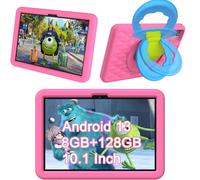 HEMUYT Tablet Android 13 per Bambini 10,1 Pollici, 8GB RAM+128GB ROM, WiFi, Batteria 6000mAh, Custodia Antiurto EVA, Controllo Parentale, Doppia Fotocamera (Rosa)