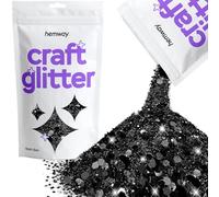 Hemway Craft Glitter - Mix Multi-Size Con Brillantini Fini Per Arti E Mestieri Decorazioni Per Pittura In Resina Epossidica, Cosmetici Per Nail Festival - Nero - 100g / 3.5oz