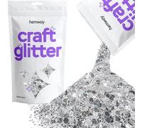Hemway Craft Glitter - Mix Multi-Size Con Brillantini Fini Per Arti E Mestieri Decorazioni Per Pittura In Resina Epossidica, Cosmetici Per Nail Festival - D'Argento - 100g / 3.5oz