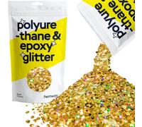Hemway Glitter in Poliuretano e Resina Epossidica 100g / 3.5oz Additivo in Scaglie di Cristallo Metallico per Gioielli per Pavimenti Bicchiere - Super Chunky (1/8" 0.125" 3mm) - Olografico Dorato