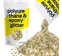 Hemway Glitter in Poliuretano e Resina Epossidica 100g / 3.5oz Additivo in Scaglie di Cristallo Metallico per Gioielli per Pavimenti Bicchiere - Super Chunky (1/8" 0.125" 3mm) - Champagne Oro