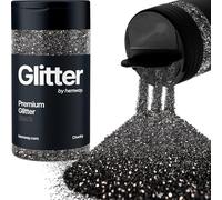 Hemway Nero Porporina Chunky 130g/4.6oz Polvere Metallica Resina Artigianale Glitter Flake Paillettes per Bicchieri Epossidici, Capelli Viso Corpo Occhi Nail Art Festival
