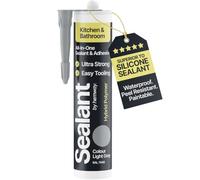 Hemway Sigillante e Adesivo per Cucina e Bagno, Grigio Chiaro 300ml | Polimero Ibrido, Superiore ai Sigillanti in Silicone, Impermeabile, Inodore, Ideale per Vasche e Docce