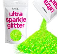 Hemway | Ultra Sparkle Glitter Chunky 1/40" 0.025" 0,6 millimetri - (verde fluorescente) cosmetici sicuri, Artigianato, matrimoni, decorazioni, arte, bellezza - 100g
