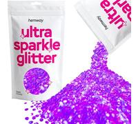 Hemway Ultra Sparkle Glitter - Super Chunky 1/8" 0,125" (3mm) - cosmetici sicuri, resina epossidica, Artigianato, matrimoni, decorazioni, arte, bellezza - 100g - fluorescente al neon viola