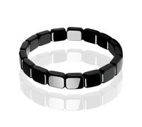 Hemys - Bracciale da uomo in ematite, con pietra naturale, regolabile, elastico, nero, lunghezza 20 cm, ispirato ai generali romani e guerrieri vichinghi, 20 Centimeters, Pietra Ematite Pietra