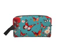 Hen Farfalle Volanti Tra Fiori Borse Cosmetiche Per Le Donne Piccola Borsa Trucco Per La Borsa Per Il Trucco Della Borsa Da Viaggio Con Cerniera, Farfalle volanti tra i fiori, Taglia unica