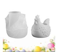 Hen Mold - Three Dimensional Chicken, Jewelry Storage Container, Silicone Casting, Plaster Cement Ornament Tool, Farmhouse Home Decor, Spring Party Supply 4x4 Inch White