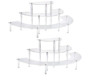 HENABLE Espositore in acrilico, 3 ripiani, trasparente, per cupcake e profumi, supporto per dessert a mezza luna per esposizione, cibo, figure Amiibo Funko POP (2 metà